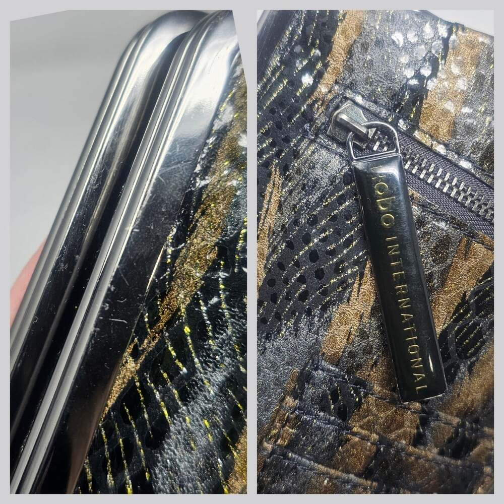 Vintage HOBO Lauren Metallic Shimmery Tiger Leather Double Frame Wallet Clutch - Picture 11 of 12